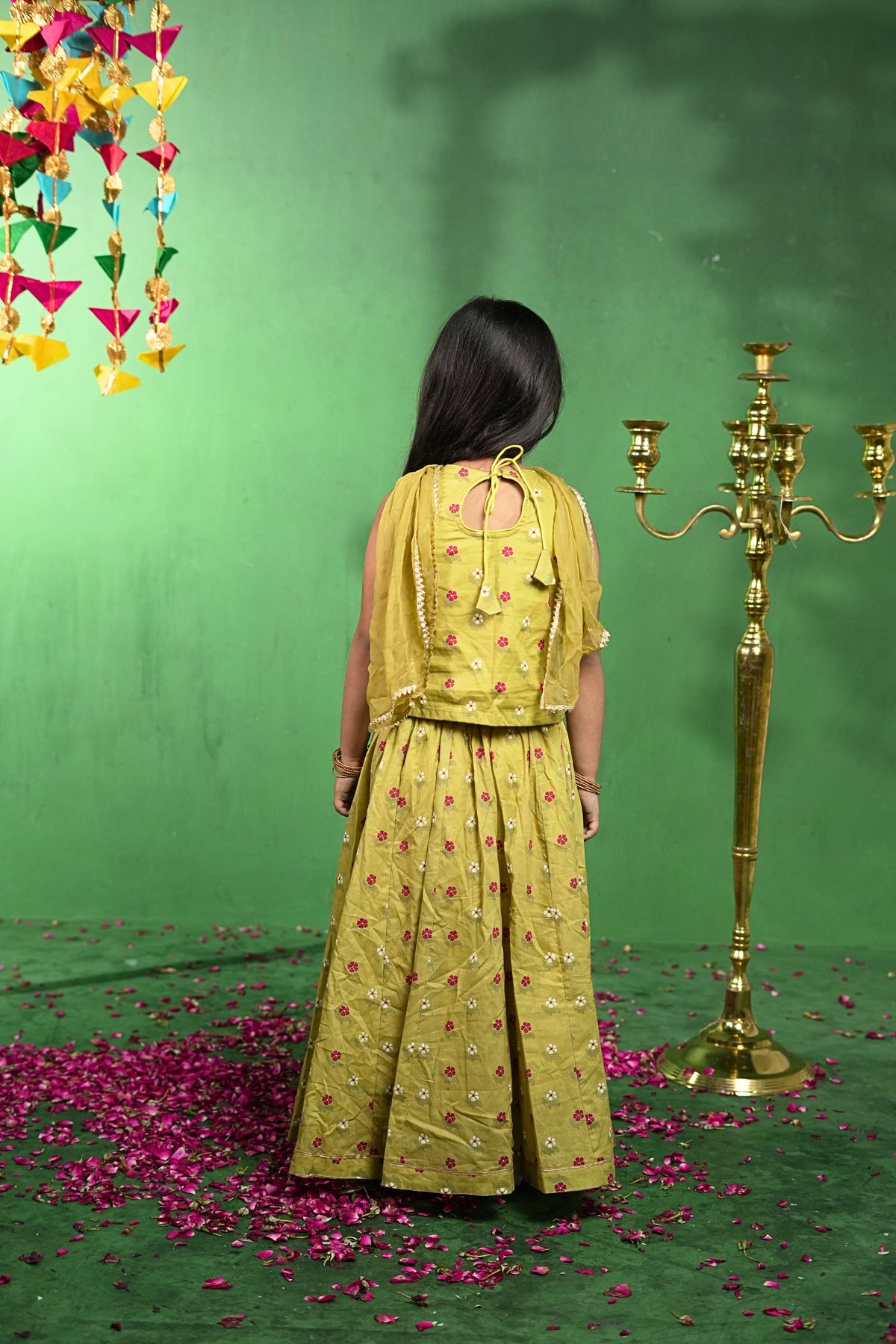 Mustard Floral Cotton Sibling Sets - Puddle Fashion