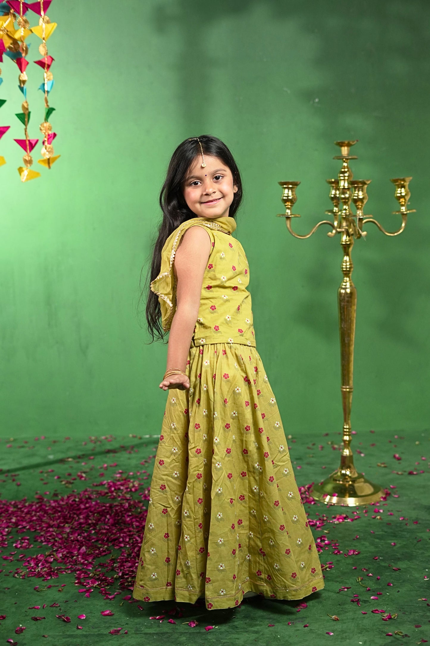 Mustard Floral Lehenga Set - Puddle Fashion