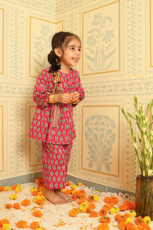 Pink Jaipuri Co-ord Set - Puddle Fashion