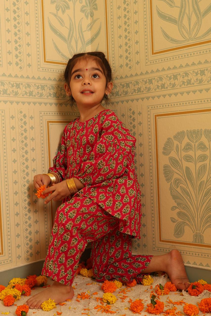 Pink Jaipuri Co-ord Set - Puddle Fashion