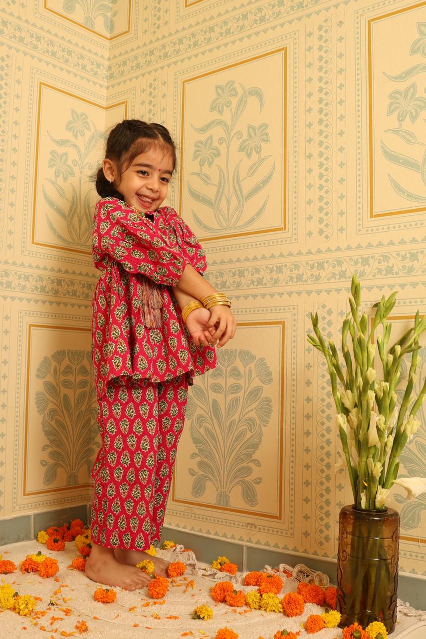 Pink Jaipuri Co-ord Set - Puddle Fashion