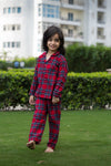 Red Tartan Checks Kids Pajama Set - Puddle Fashion