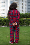 Red Tartan Checks Kids Pajama Set - Puddle Fashion
