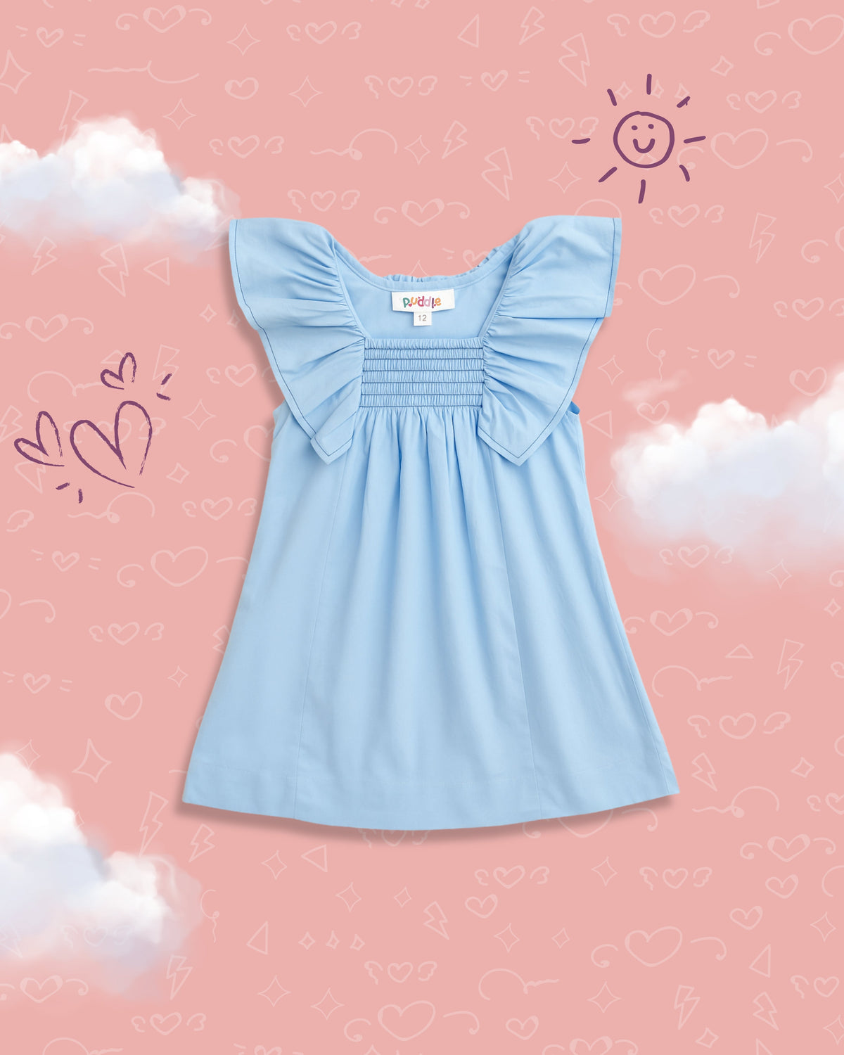 Ruffled blue dress - Puddle Fashion