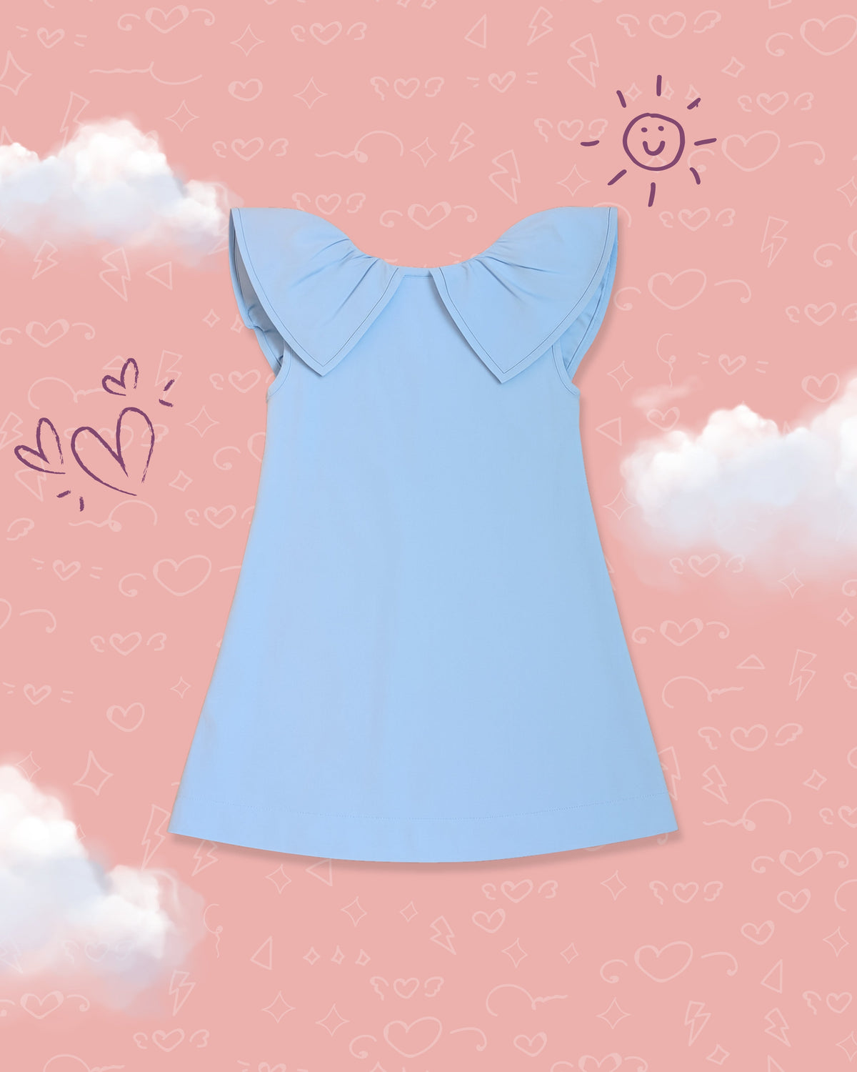 Ruffled blue dress - Puddle Fashion