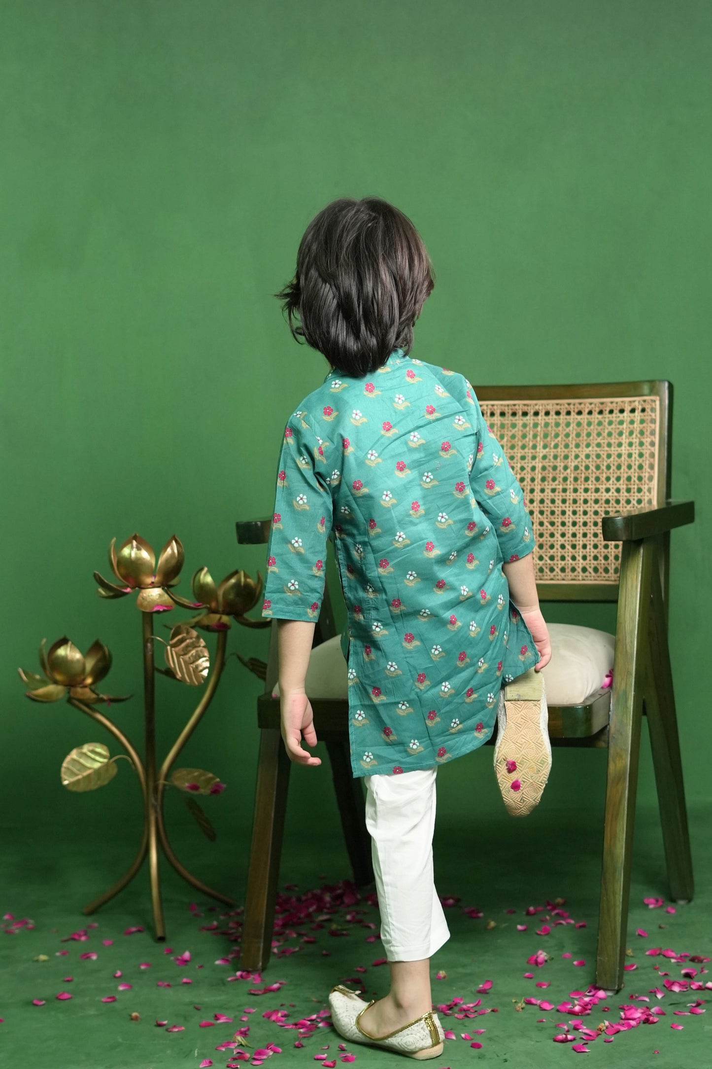 Teal Green Cotton Sibling Sets - Puddle Fashion