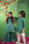 Teal Green Cotton Sibling Sets - Puddle Fashion