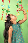 Teal Green Floral Cotton Kurta Set - Puddle Fashion
