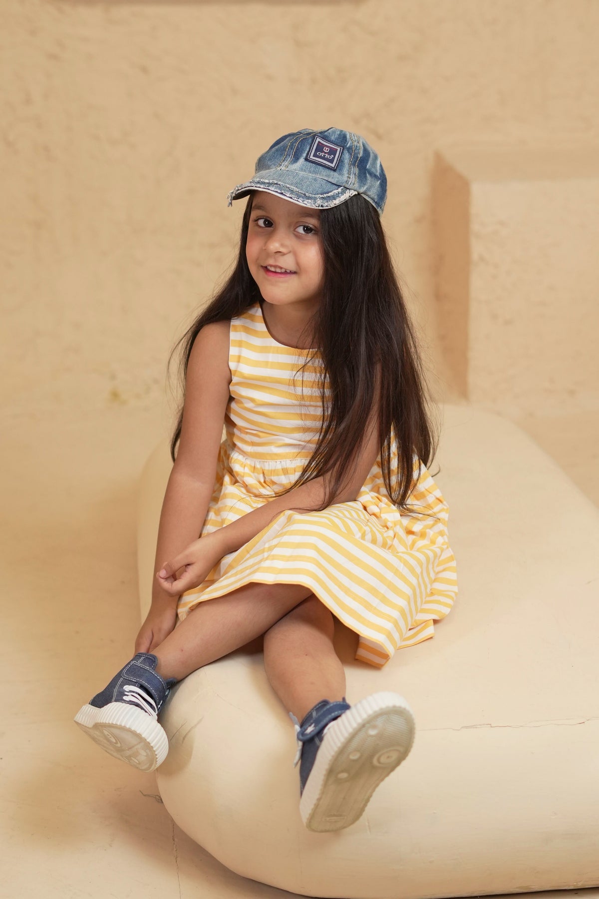 Yellow and White Stripe Dress - Puddle Fashion