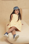 Yellow and White Stripe Dress - Puddle Fashion