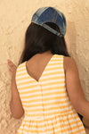 Yellow and White Stripe Dress - Puddle Fashion