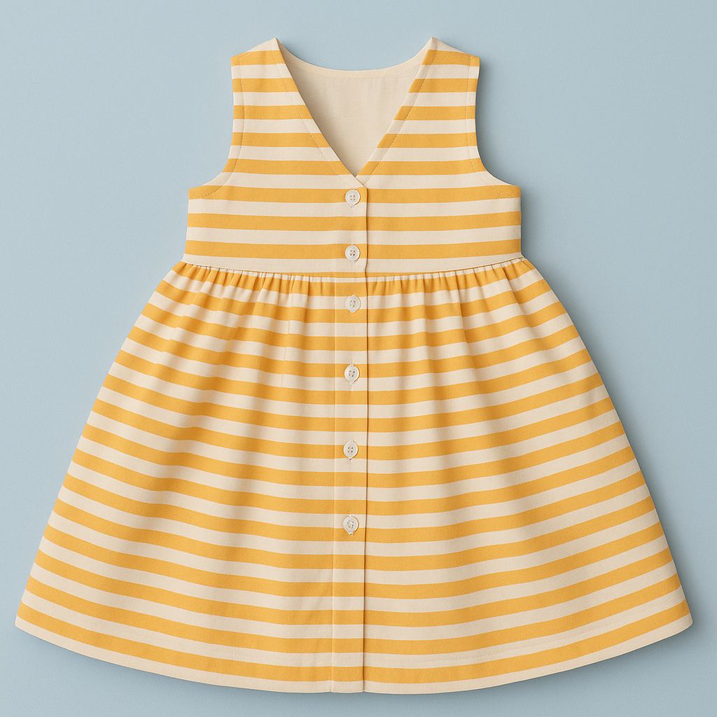 Yellow and White Stripe Dress - Puddle Fashion