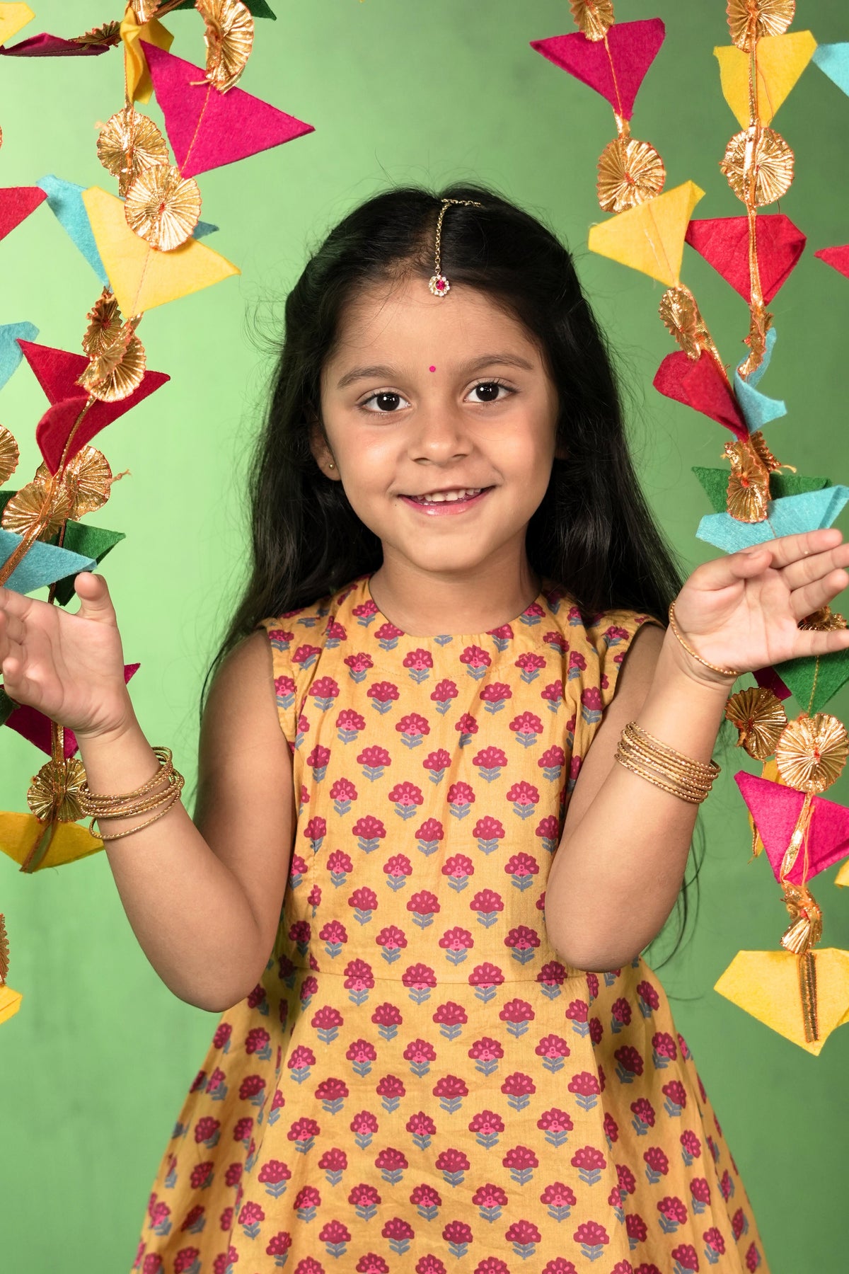 Yellow Floral Cotton Kurta Set - Puddle Fashion