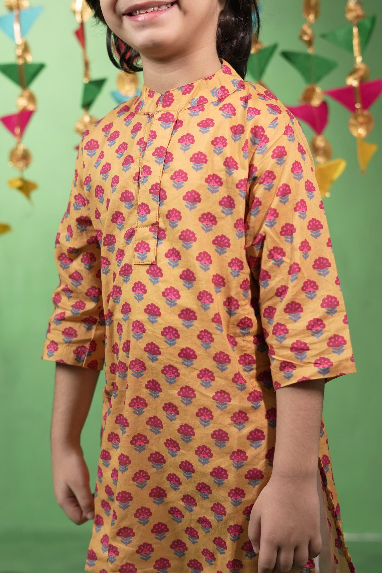 Yellow Floral Kurta Set - Puddle Fashion